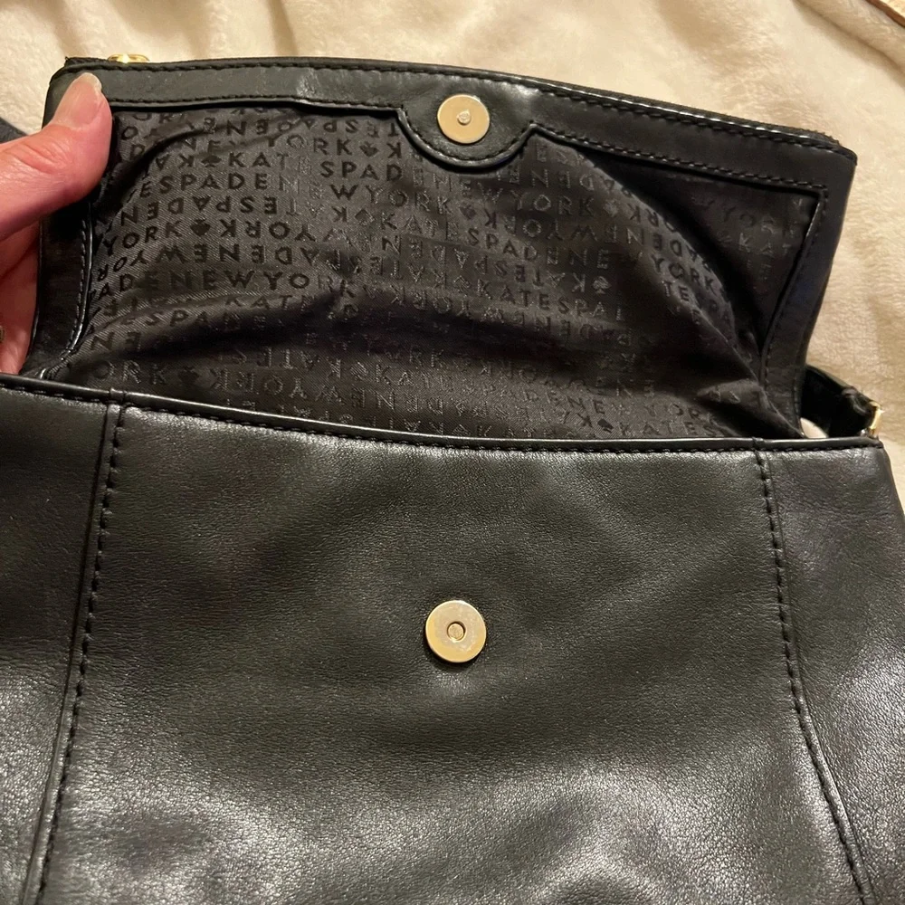 Kate Spade 100% Black Cowhide Leather Crossbody, good condition - Picture 6 of 13